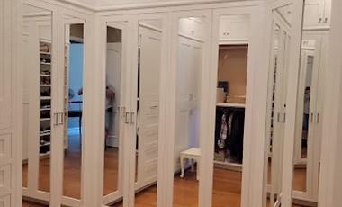 Finished glass and mirror work in a residential interior